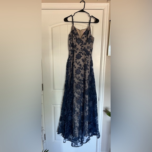 PromGirl Blue Flowy Floral Dress - Picture 1 of 4